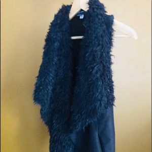 Long faux fur sweater vest